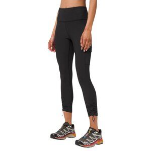 EUC Lululemon Trail Trekker High-Rise Black Ribbed Tights 25"